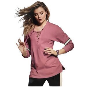 Victoria’s Secret PINK Lace Up White Dog Logo Long Sleeve Shirt Medium